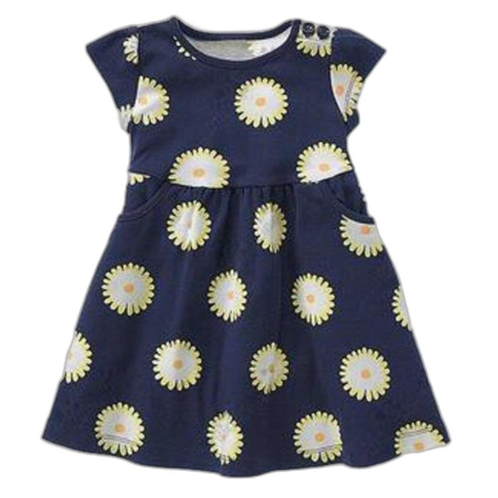 NEW Gymboree Girls Dress 3 3T navy yellow white short sleeve daisy Days flower